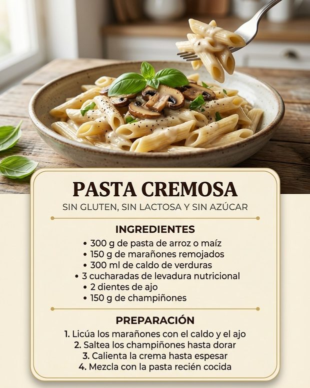 Pasta cremosa sin lactosa