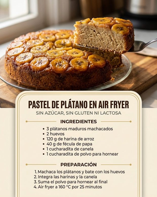 Pastel de plátano en Air Fryer